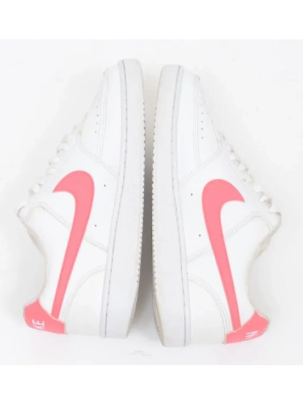 Nike Court Vision Low Women's 9 White Sea Coral Leather Lace Up Sneakers Shoes